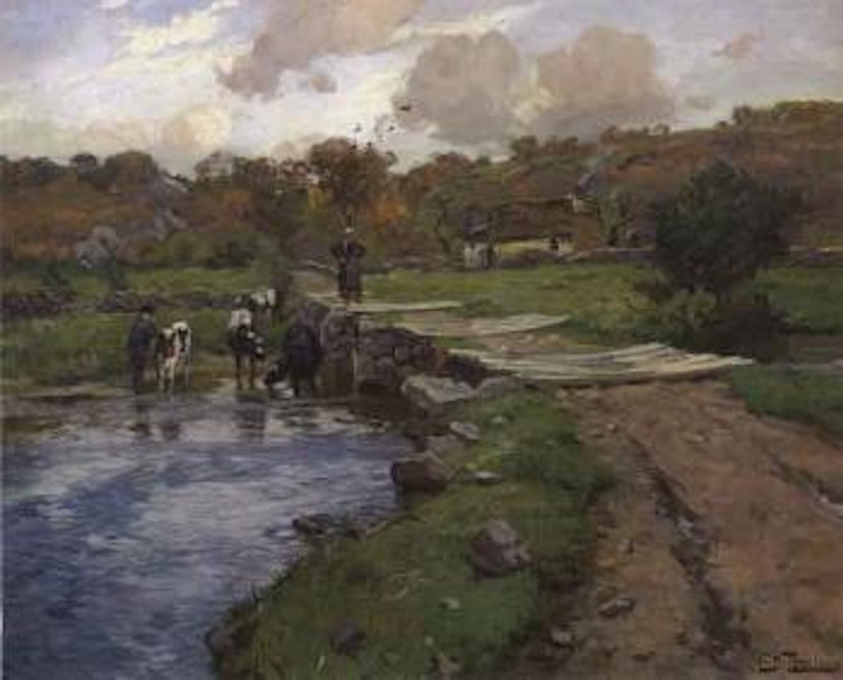 Old bridge across the river Laita near Quimperle by Fritz Thaulow