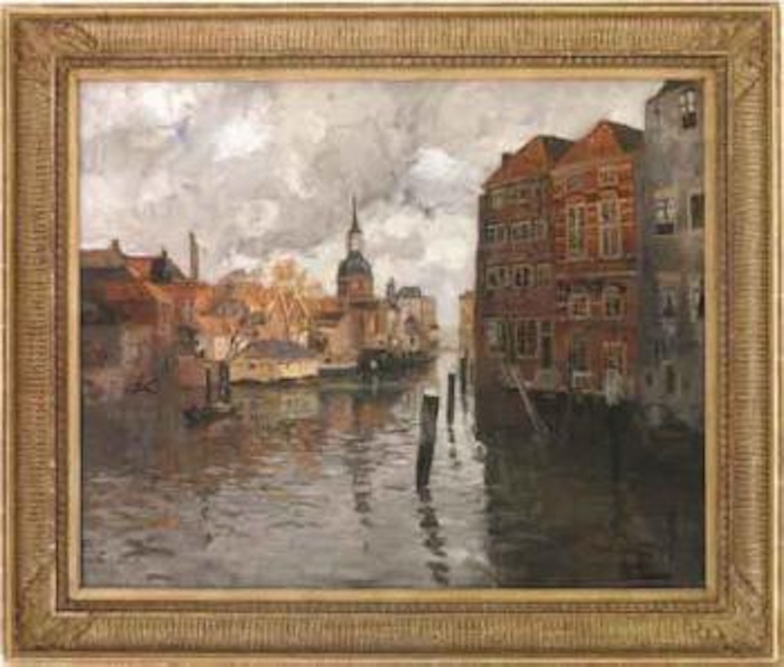 Old houses in Dordrecht by Fritz Thaulow
