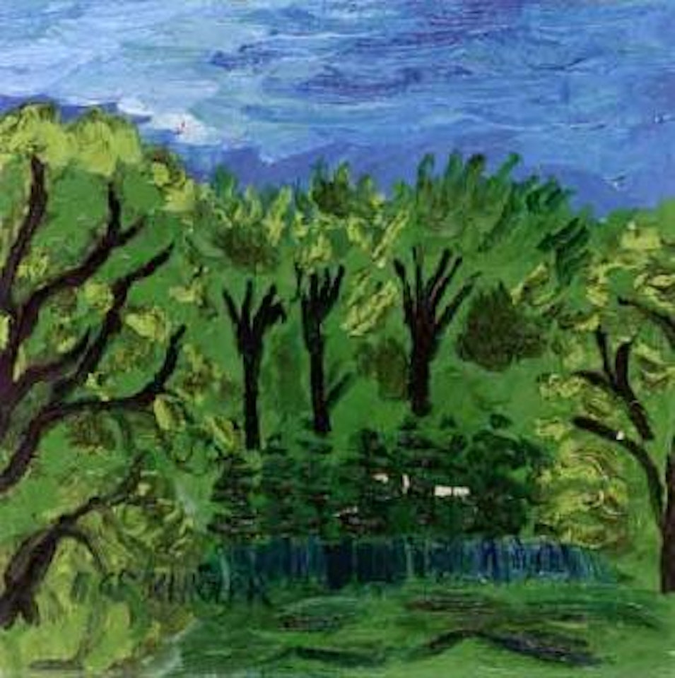 Green landscape with trees by Inge Schiöler