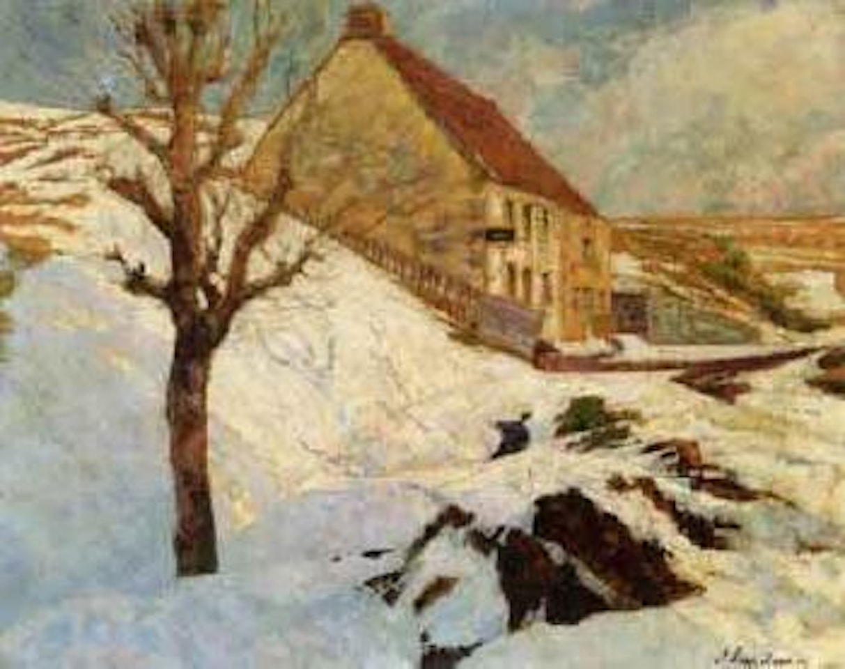 Winter landscape with house by Georgij Aleksandrovic Lapschin