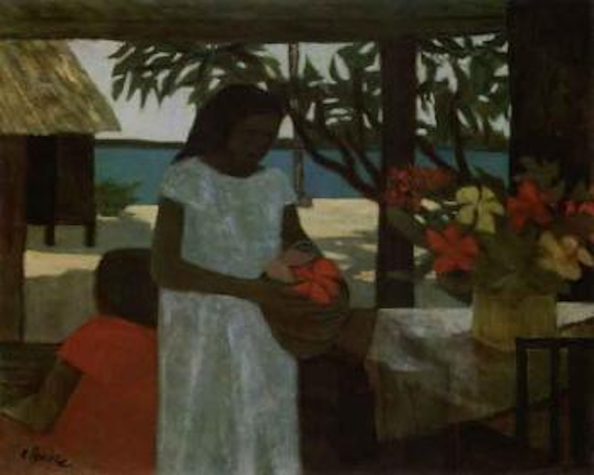 Islanders in a tropical landscape by Ray Austin Crooke