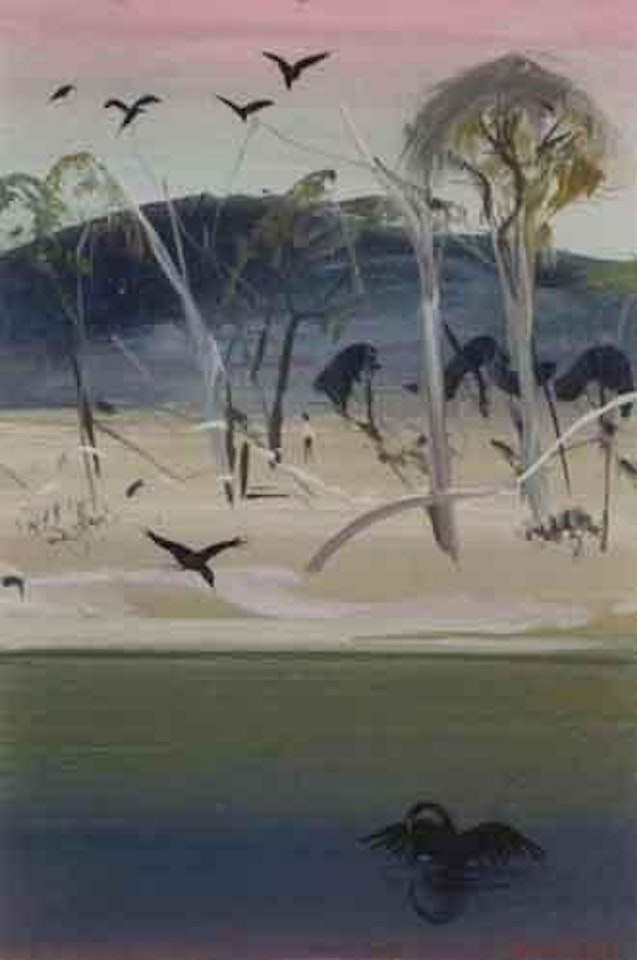 Shoalhaven with black swan by Arthur Merric Bloomfield Boyd