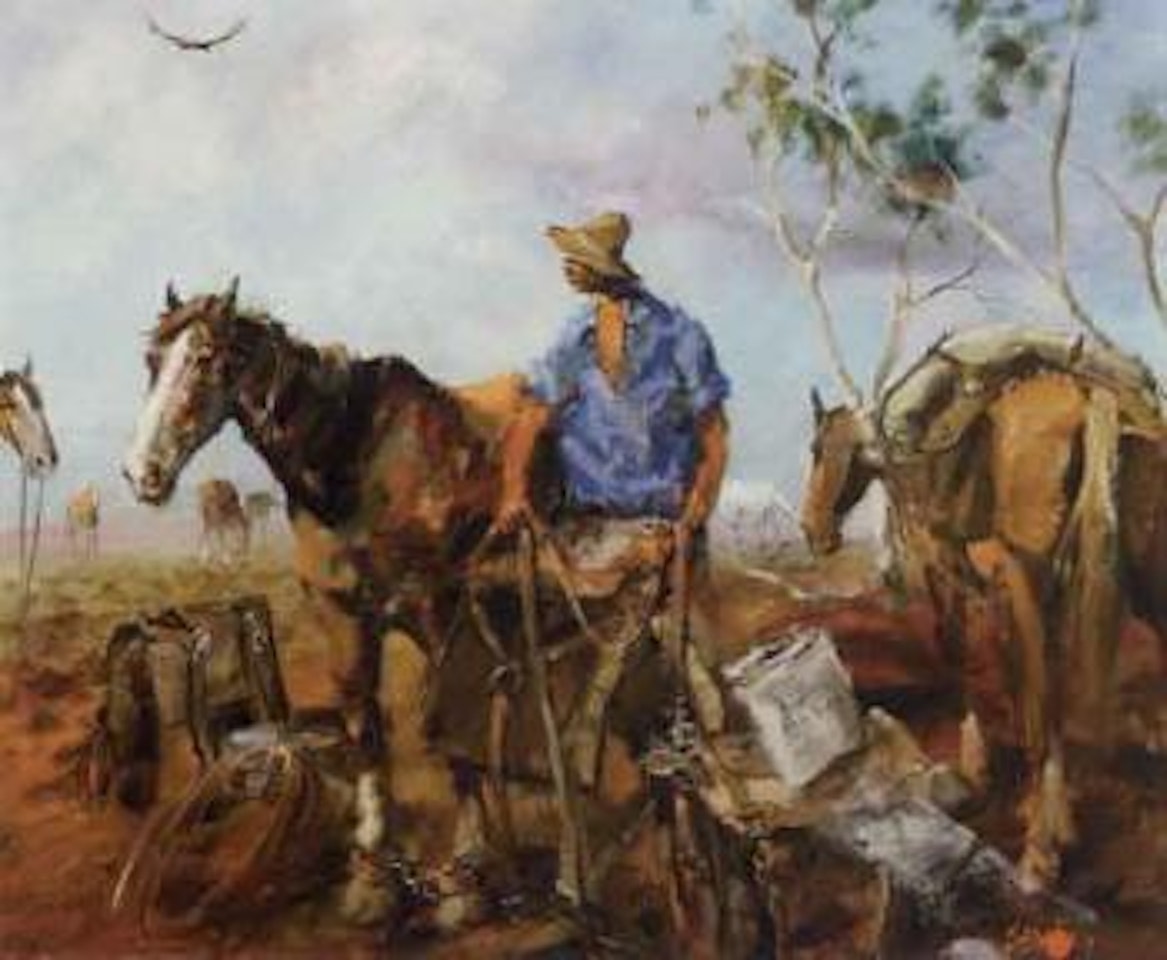 Packing the nags, Mooraberrie Station, Channel Country, W Queensland by Hugh Sawrey