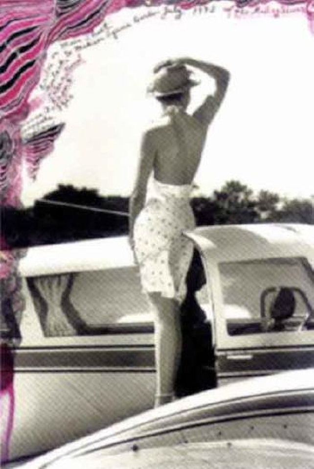 Bianca Jagger inspects airplane by Peter Beard