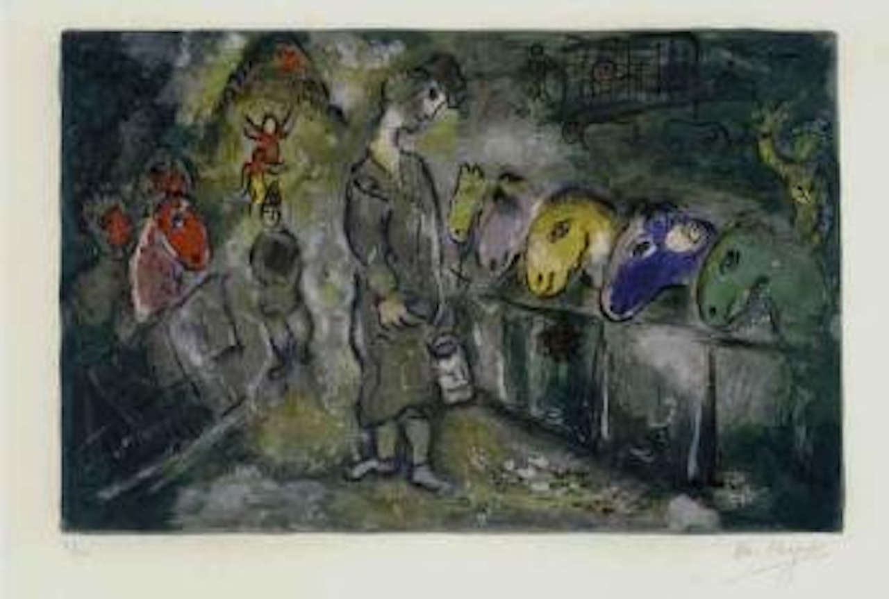 Feeding the circus horses by Marc Chagall