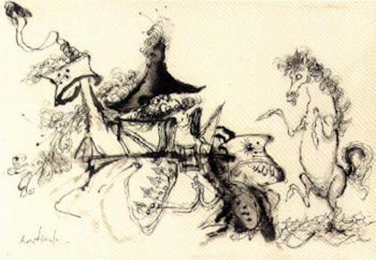 Munchausen Pere meets a seahorse by Ronald Searle