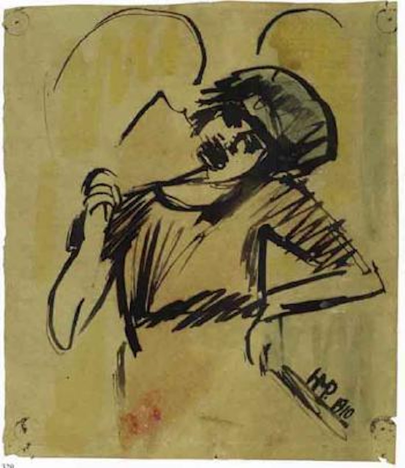 Woman with fan by Max Pechstein