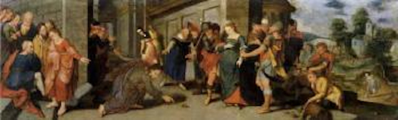 Christ with the adulteress by German School