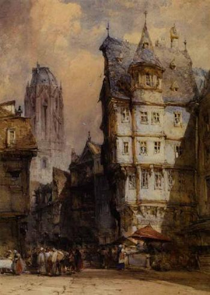 Red house on the Alten Markt in Frankfurt am main by William Callow