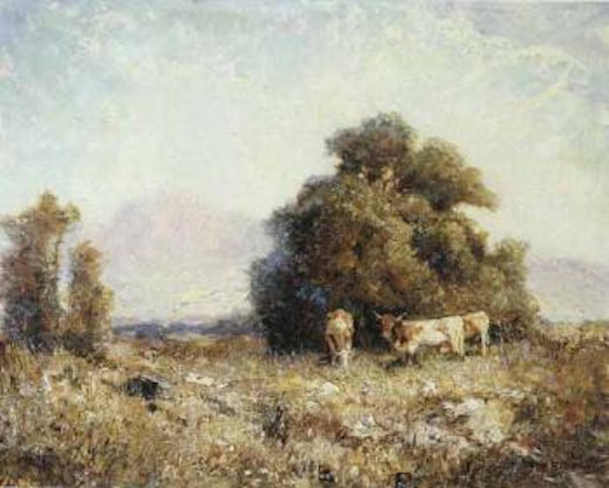 Cattle grazing in alpine landscape by Otto Pippel