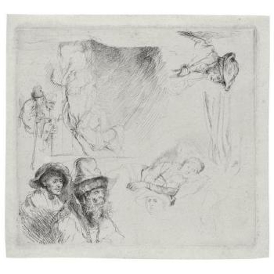 Studies of a woman lying ill in bed by Attributed to Rembrandt Harmensz van Rijn