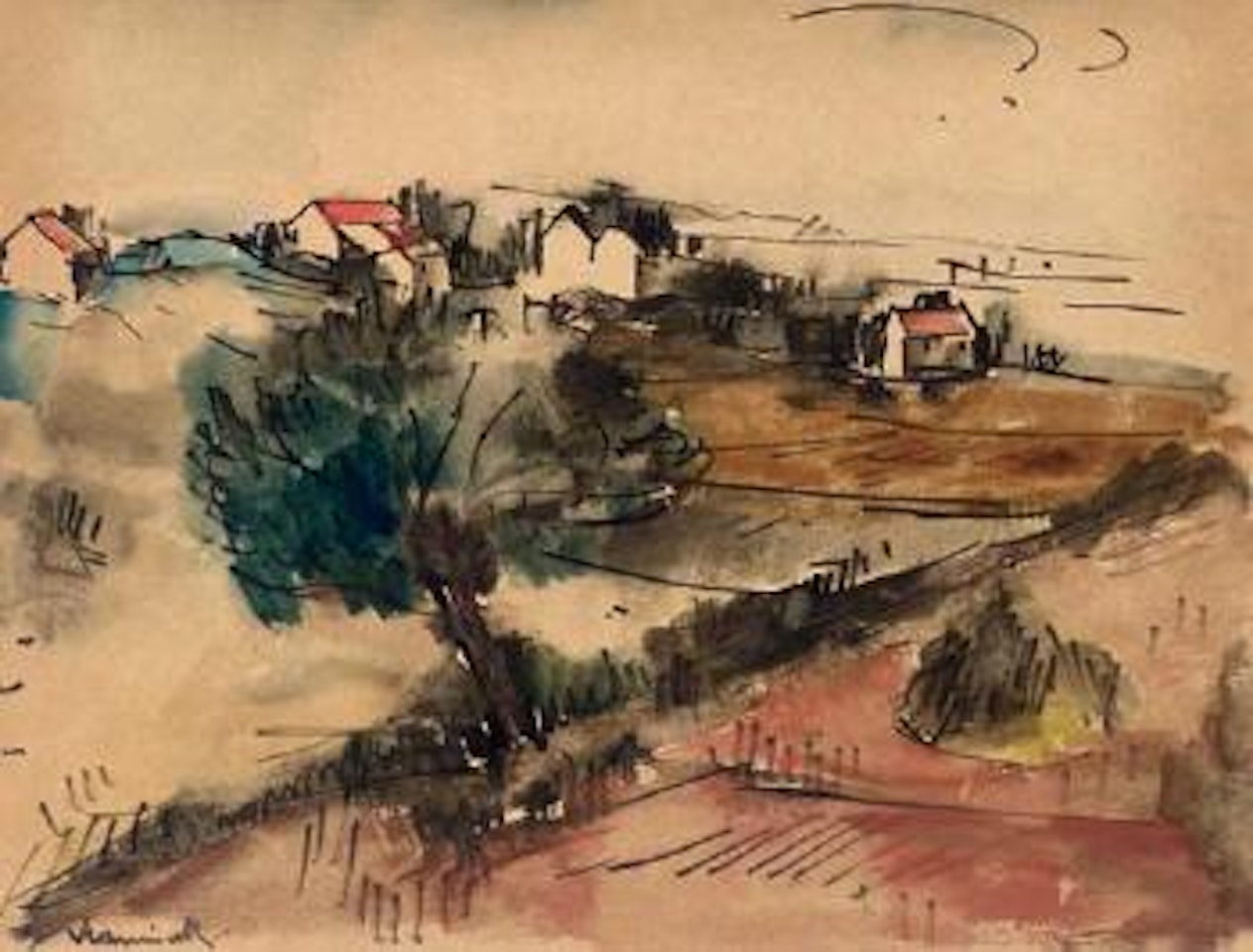 Maisons dans un paysage by Maurice de Vlaminck