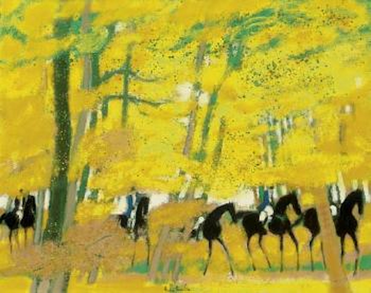 Cavaliers dans la foret en automne by André Brasilier