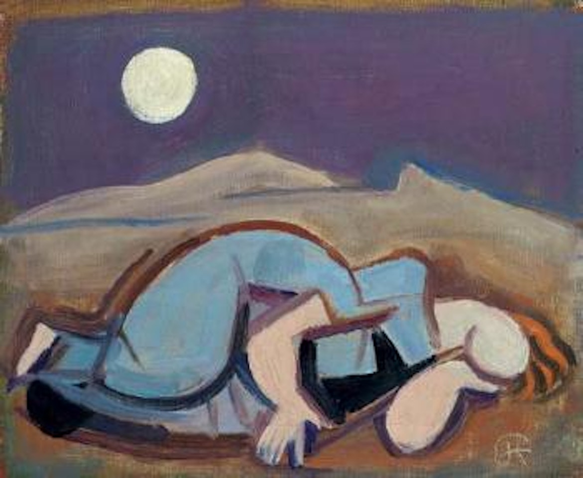 Schlafende Frau mit Mond - Sleeping woman in moonlight by Karl Hofer