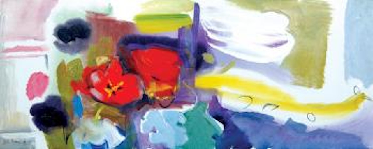 Red, black and white tulips by Ivon Hitchens
