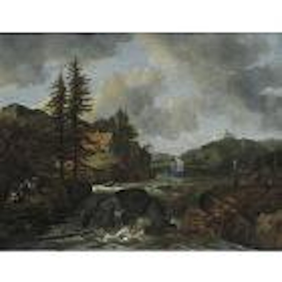 Waterfall in mountainous landscape by Jacob Salomonsz. van Ruysdael