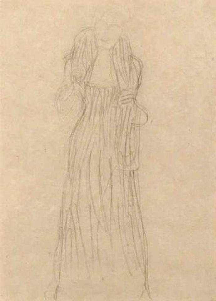 Standing woman with boa by Gustav Klimt