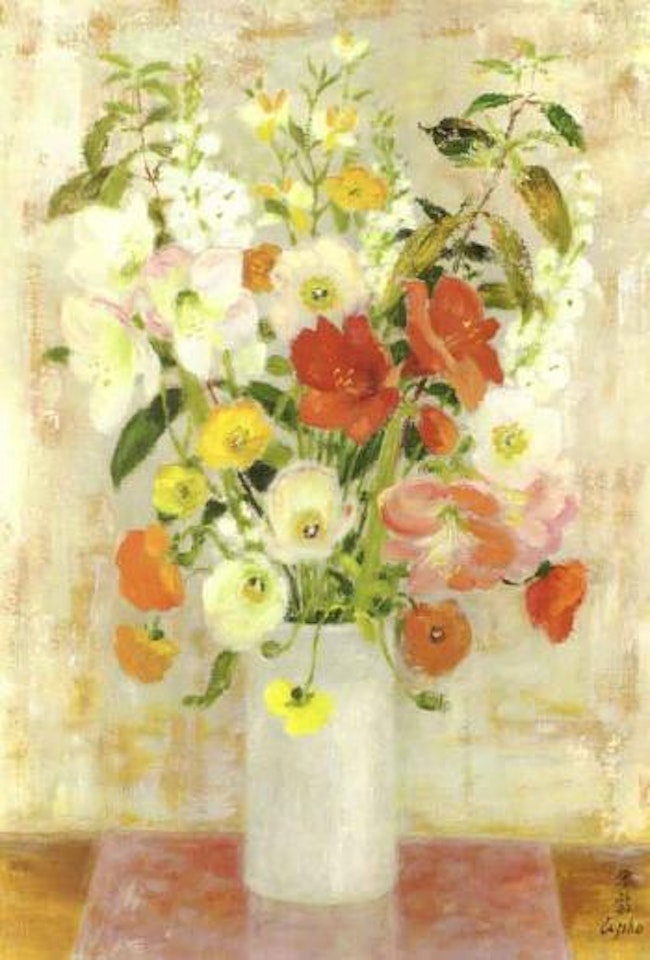 Anthiriums and poppies by Le Pho