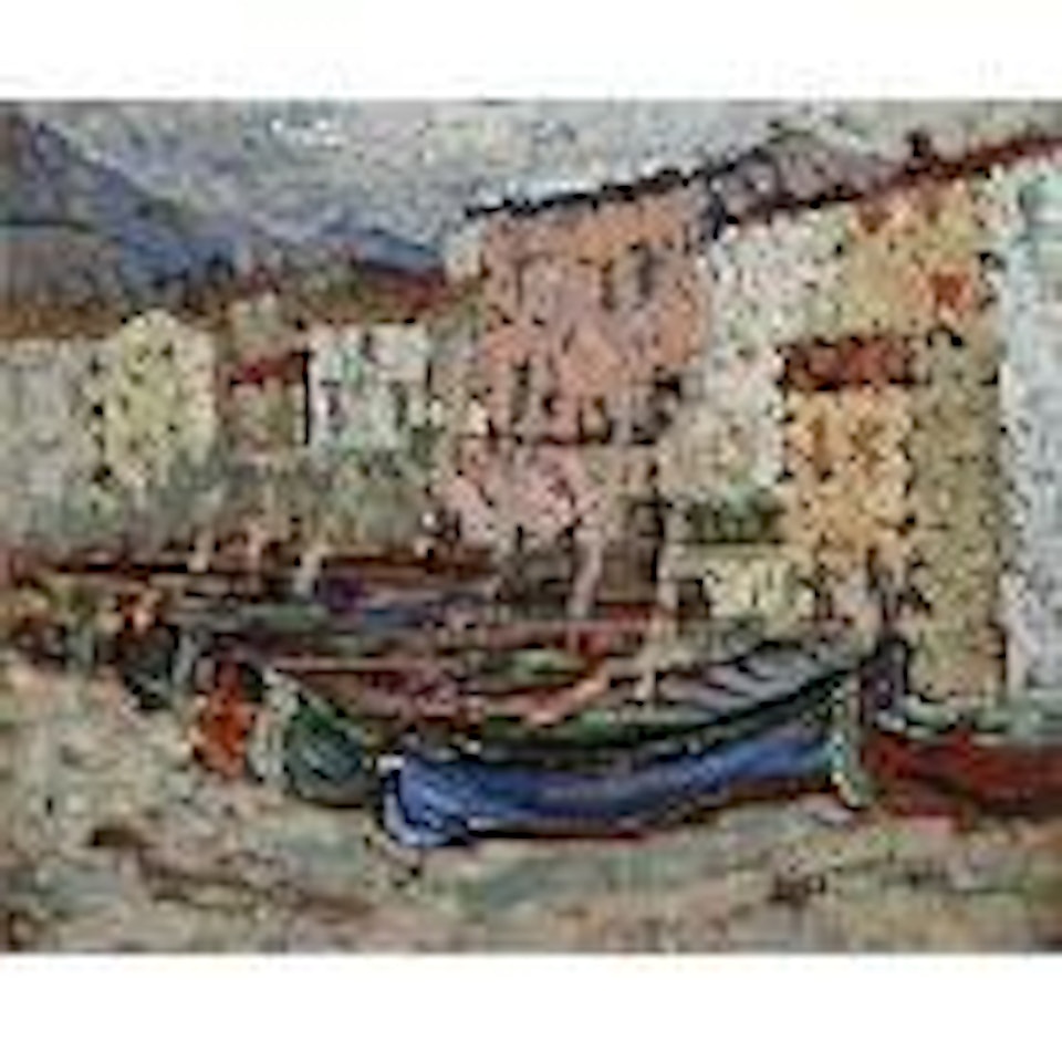 Les barques sur la greve a Collioure by Henri Jean Guillaume Martin
