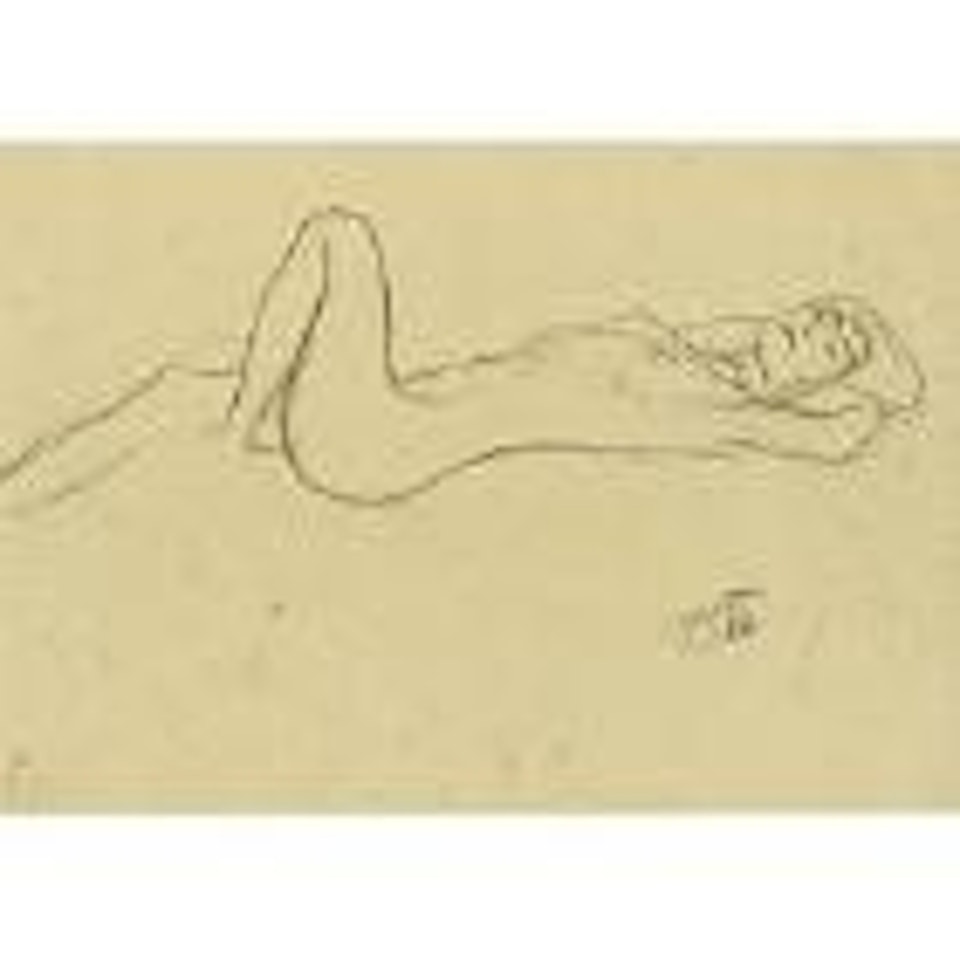 Lying female nude by Gustav Klimt