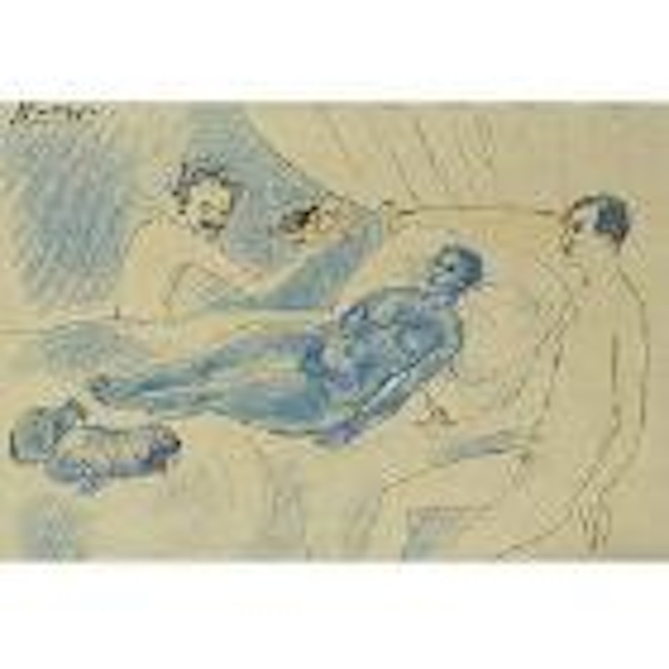 Parodie de l'Olympia de Manet representant Junyer et Picasso by Pablo Picasso