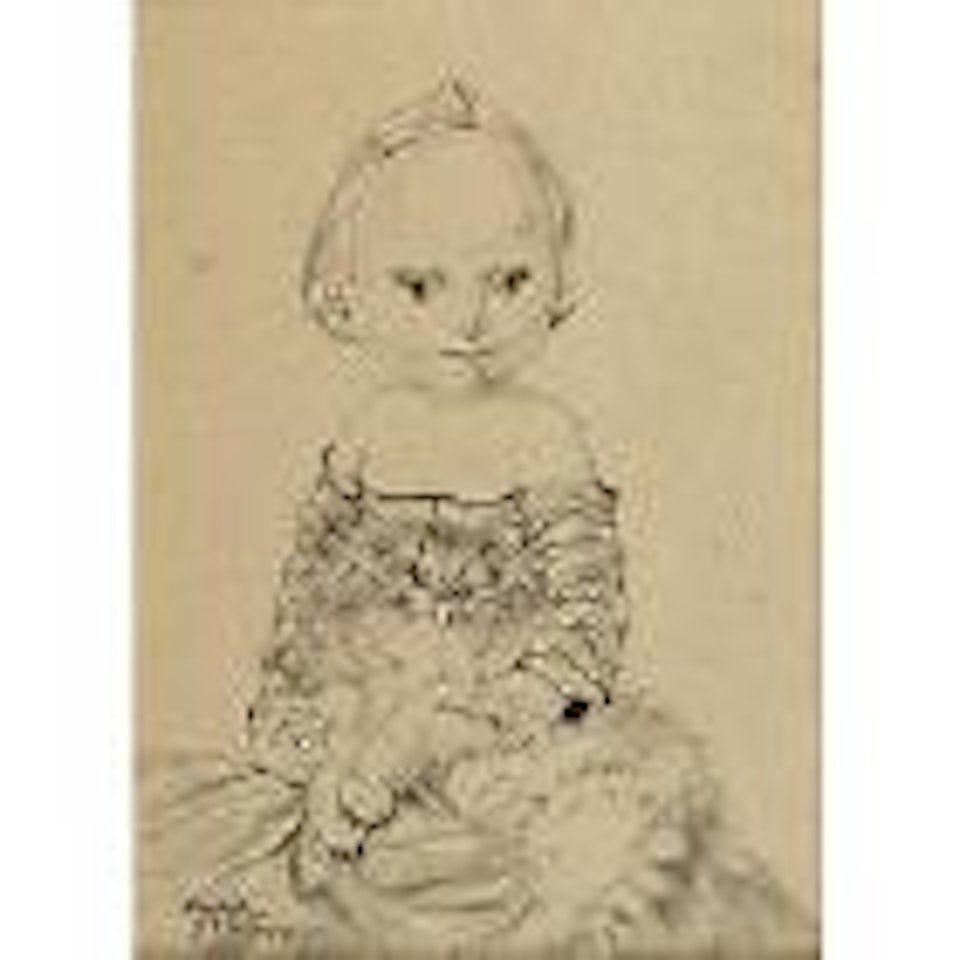 Fillette au chat by Leonard Tsuguharu Foujita