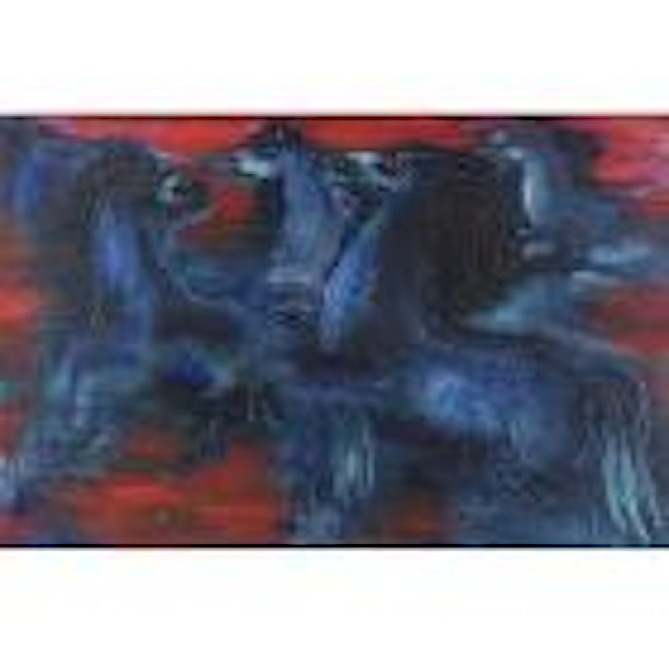 Blue horses by Reuven Rubin