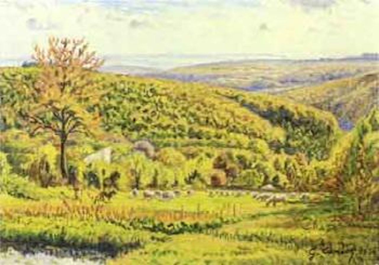 Paysage avec berger et troupeau by Gustave Cariot