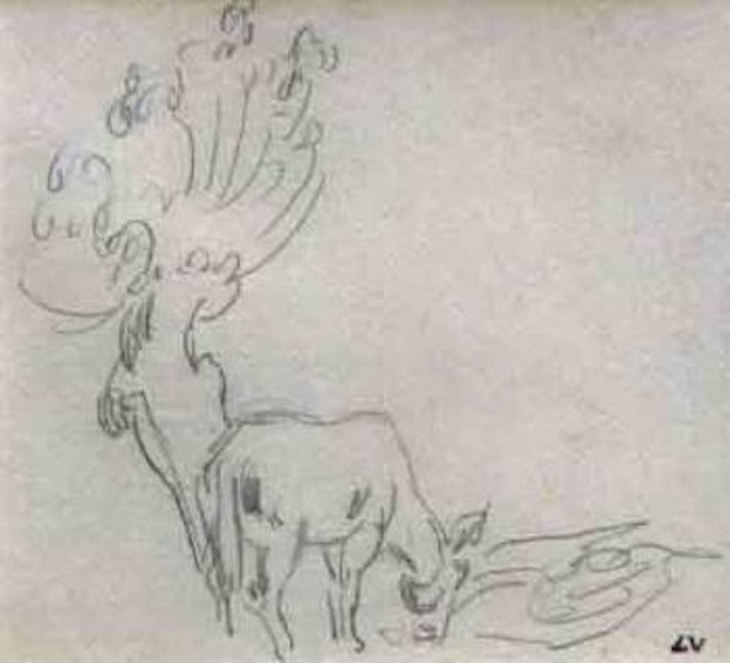 Ane s'abreuvant pres d'un grand arbre by Louis Valtat