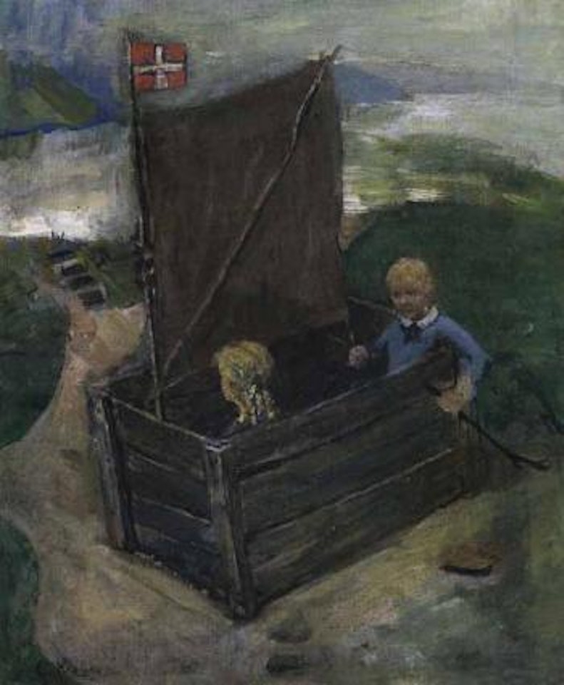 Two in a boat - children playing by Christian Krohg
