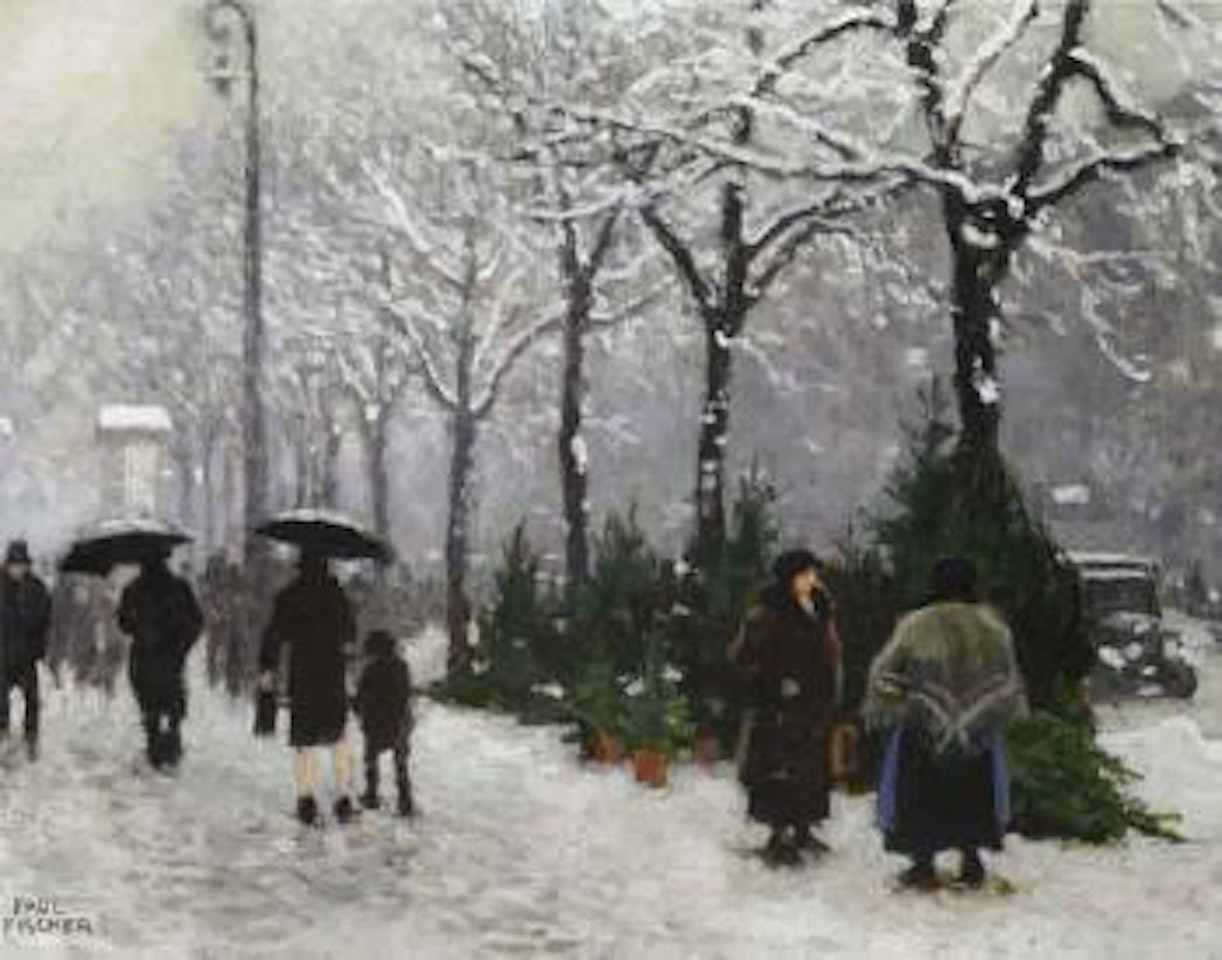 Sale of Christmas trees, Frederiksberg Avenue by Paul Fischer