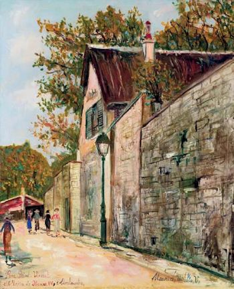 La rue Saint-Vincent et la maison d'Henri IV a Montmartre by Maurice Utrillo