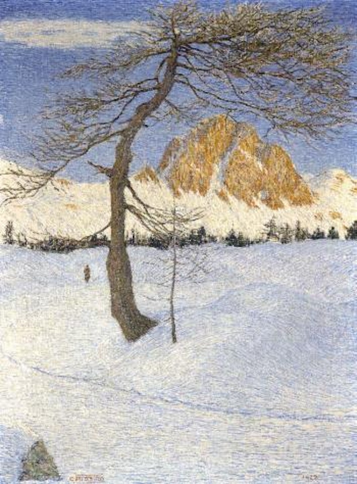 A winter morning, Piz Lagrev by Gottardo Segantini