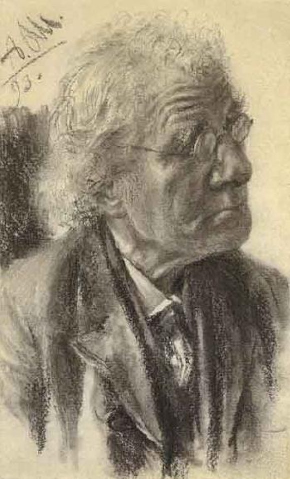 Half-length portrait of an older man by Adolph Menzel