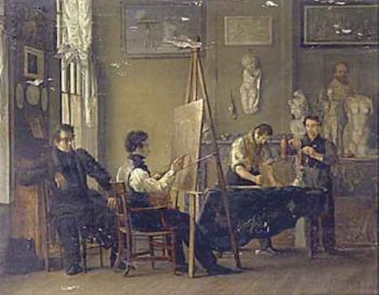 Artist in his studio by Petrus van Schendel