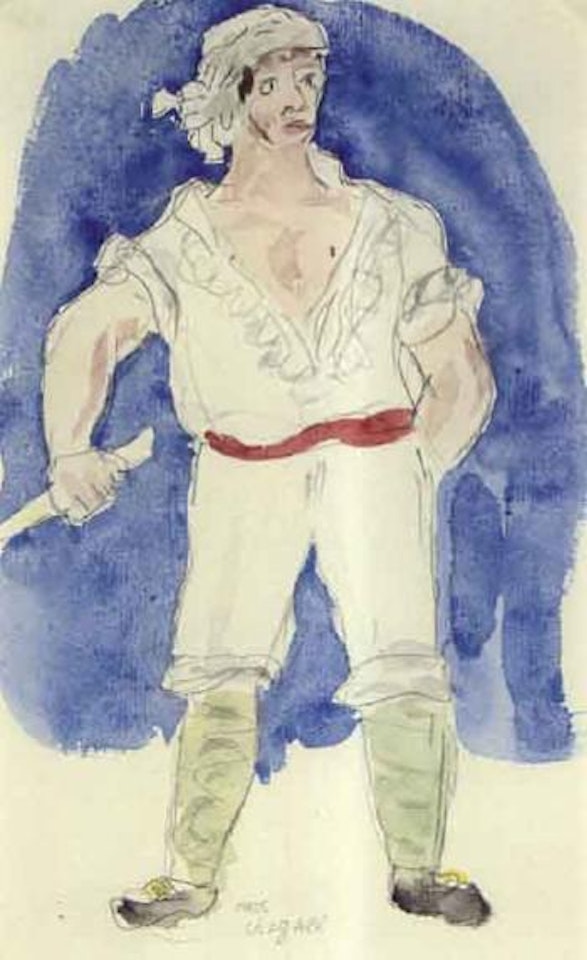 Etude de costume pour le ballet opera Nidjinska, Le pirate by Marc Chagall