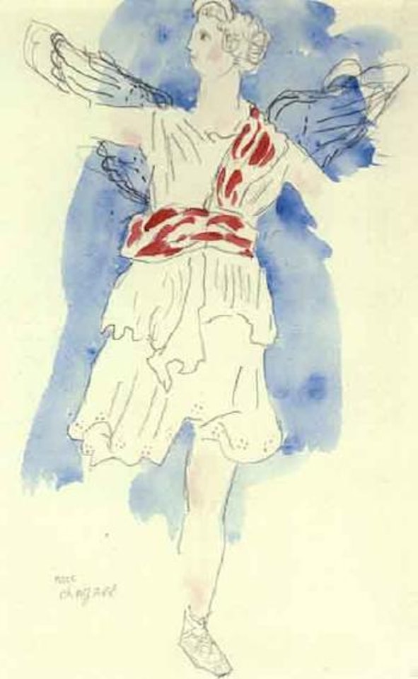 Etude de costume pour ballet d'opera Nidjinska, L'ange by Marc Chagall