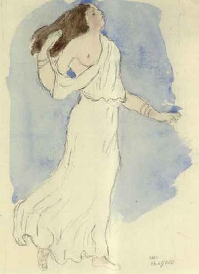 Etude de costume pour ballet d'opera Nidjinska, Danseuse romaine by Marc Chagall