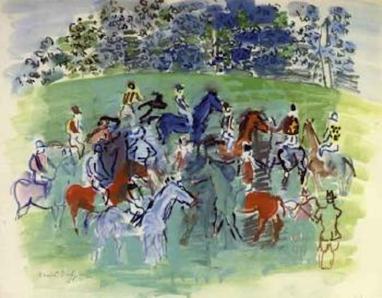 Groupe de chevaux au paddock by Raoul Dufy
