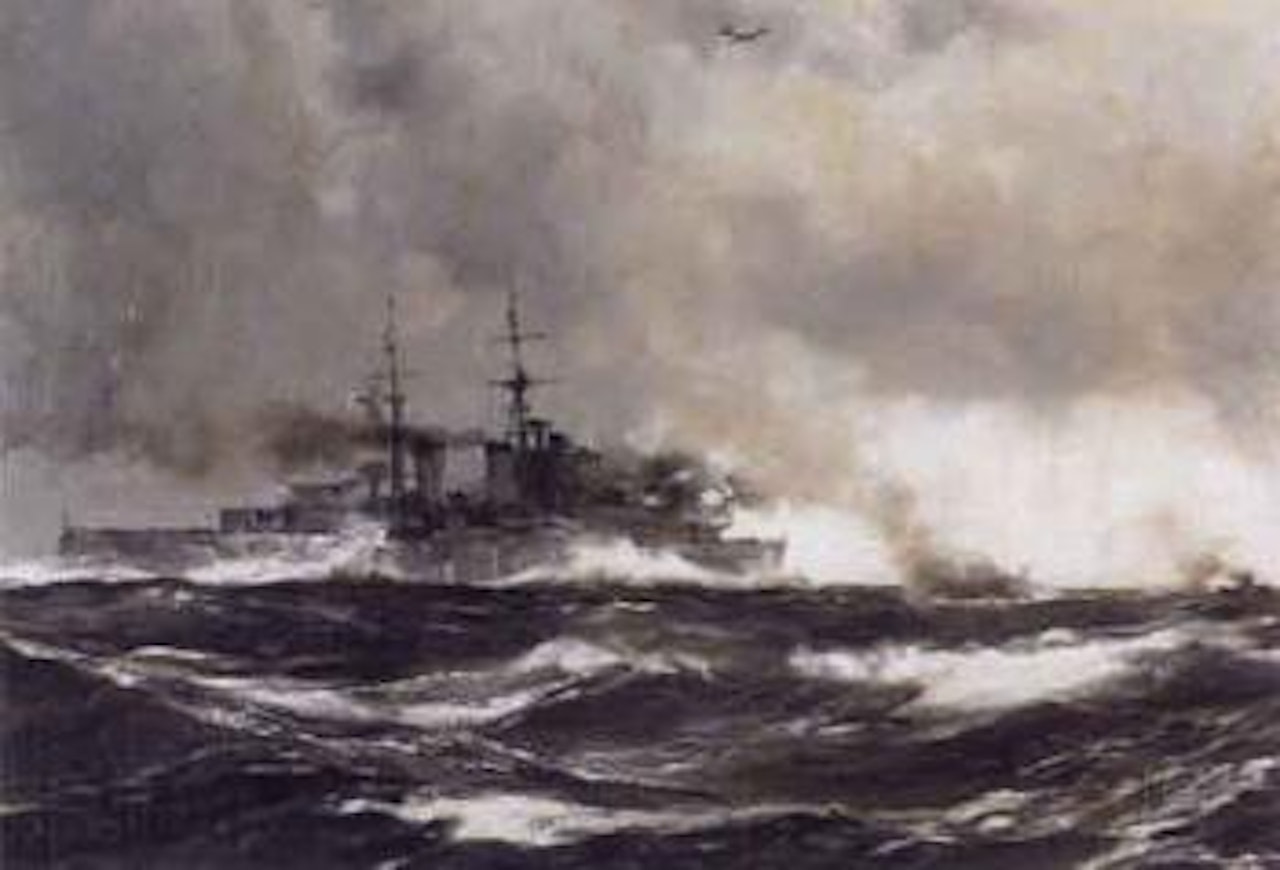 HMS Scylla by Montague Dawson