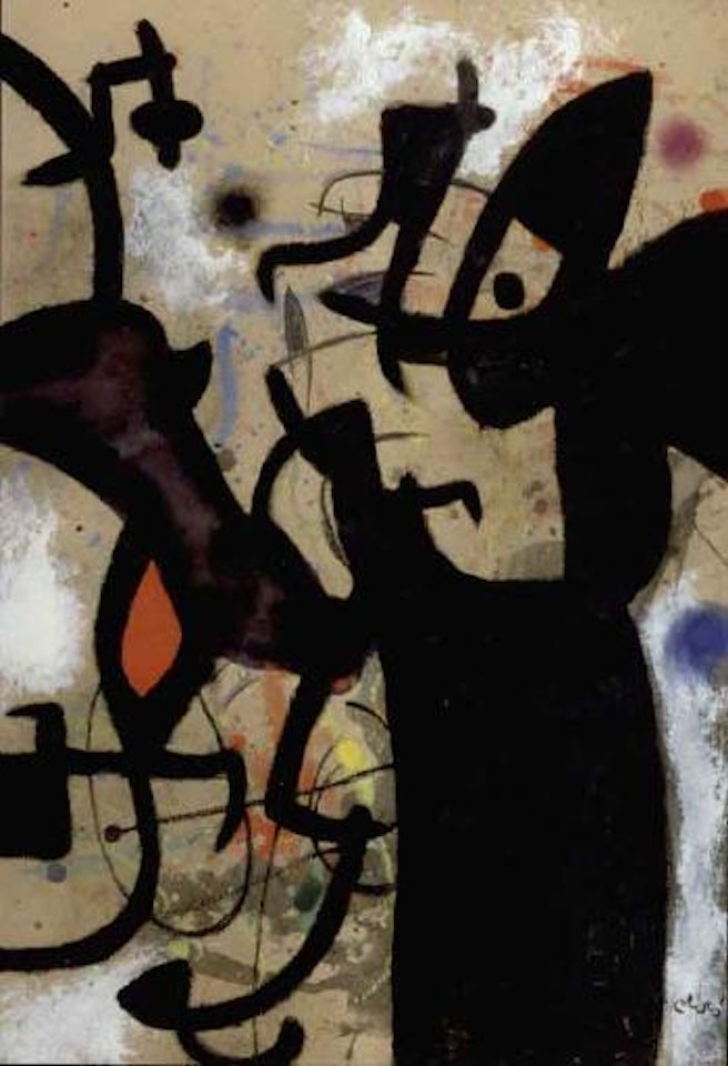 Poete ecrivant un poeme dicte par l'oiseau de passage by Joan Miró