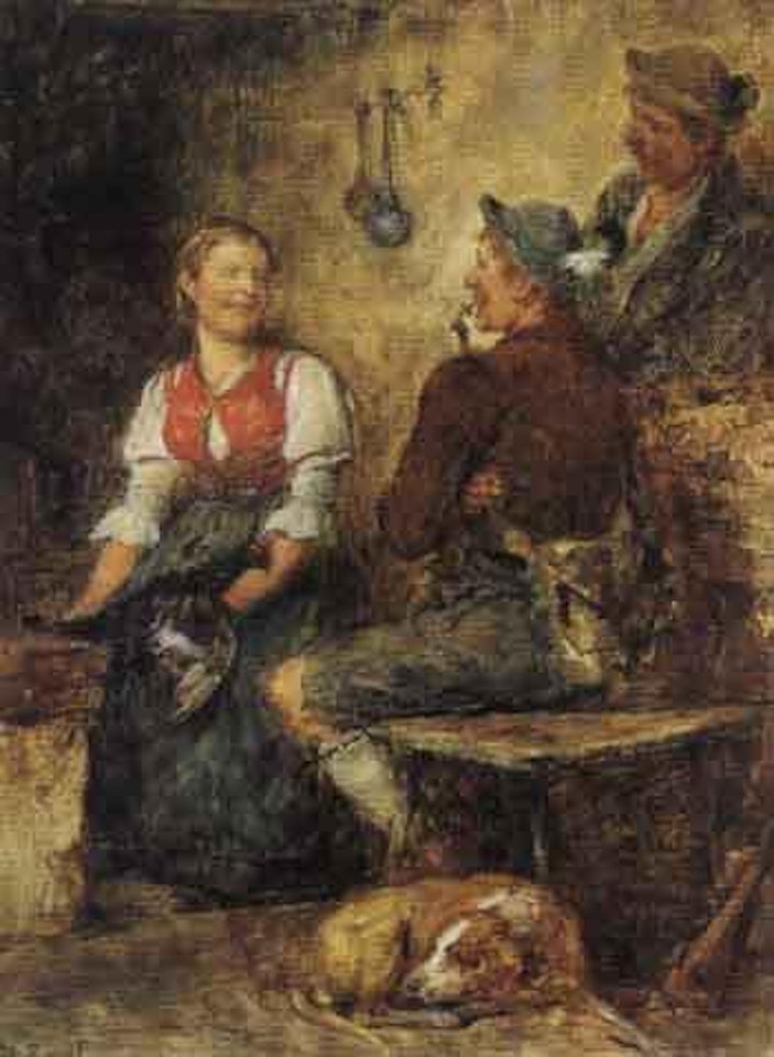 Young woman with two hunters by Hugo Engl