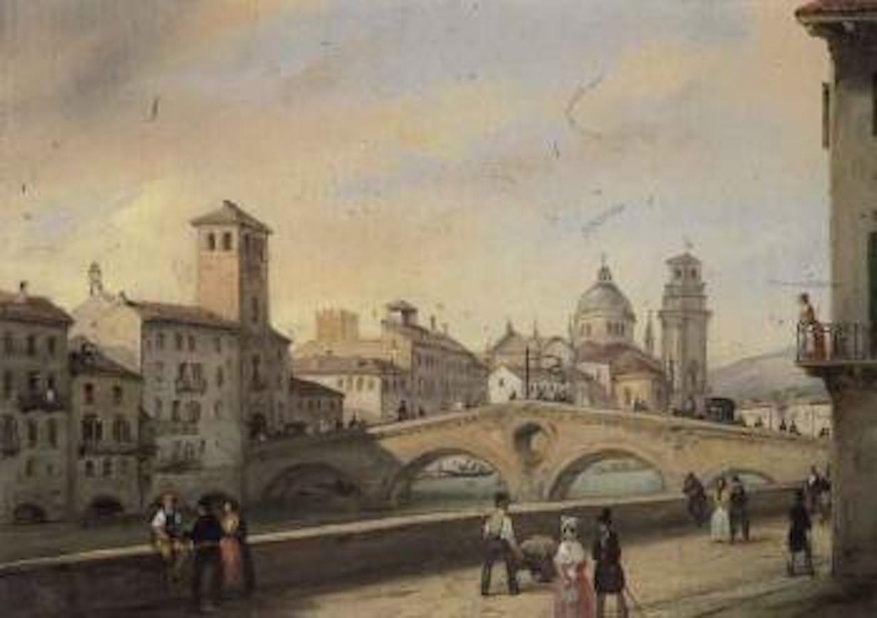 Veduta del ponte della Pietra, in Verona by Carlo Canella