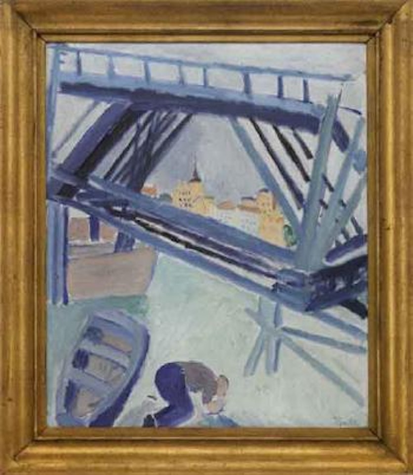 The wooden bridge from Paalsundet, Stockholm by Sigrid Hjertén
