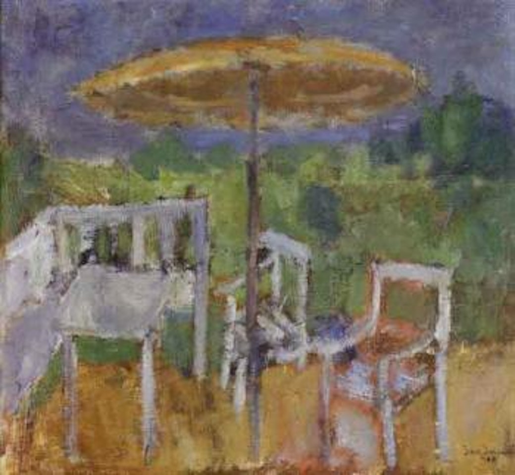 Garden scene with parasol by Ivan Ivarson