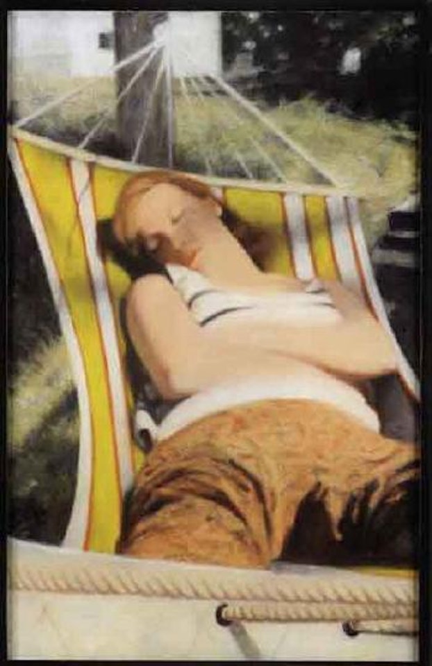 Painting - woman asleep in hammock by Ola Billgren