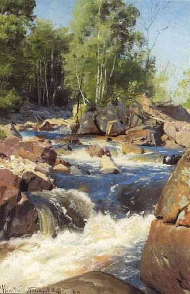 Rocky river landscape by Peder Mork Monsted