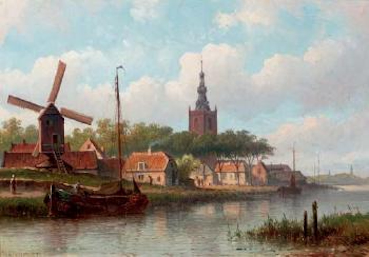 A Dutch town in summer by Eduard Alexander Hilverdink