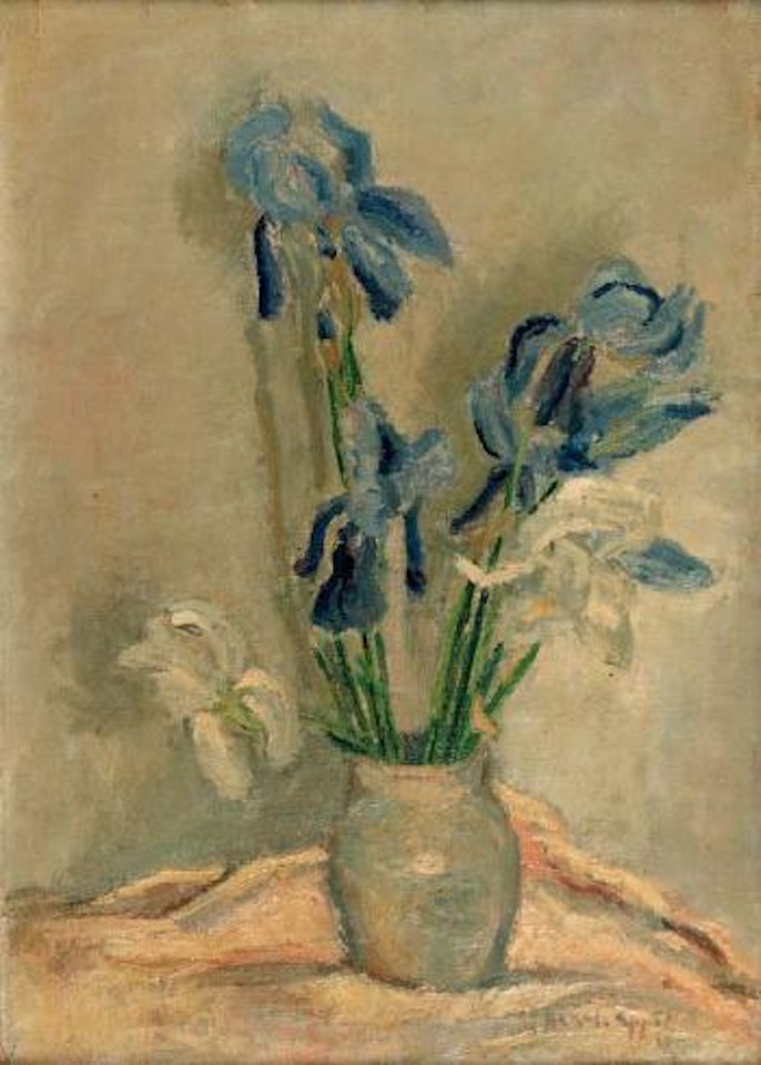 Still life with irises in a vase by Karel Appel