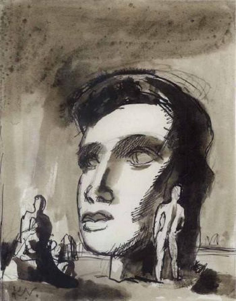 Monumental head with figures by Keith Vaughan